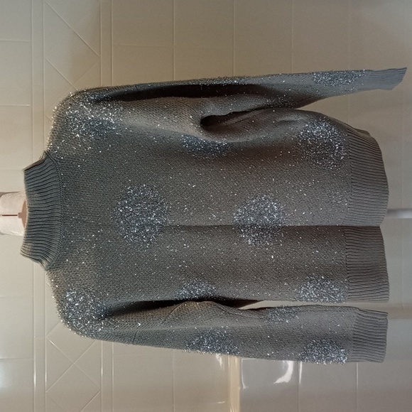 Trucloth Women's Grey Polkadot Tinsel Knit Sweater - Picture 3 of 7